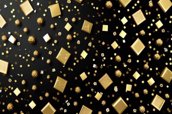 A Black Background with Gold Squares