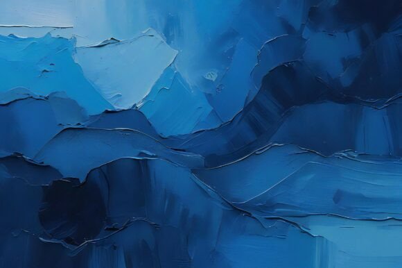 A Blue Painting of Mountains