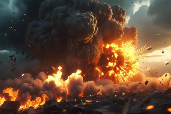 A Explosion with Smoke and Fire