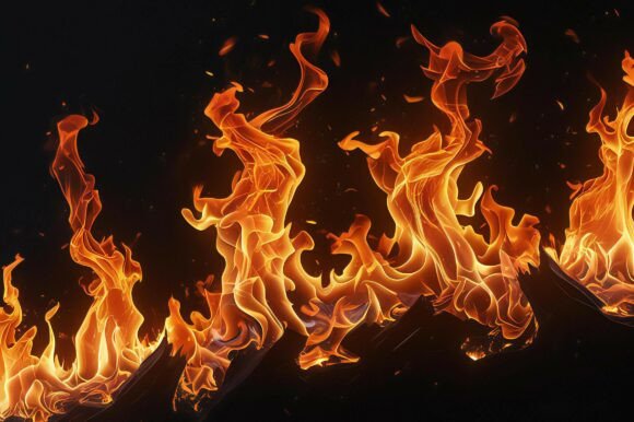 A Fire Flames on a Black Background
