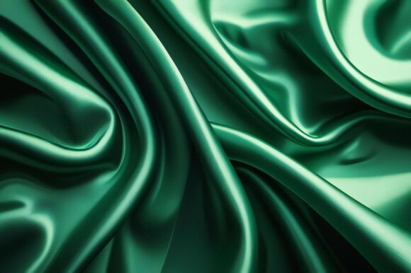 A Green Satin Fabric with Folds for Creative Excellence