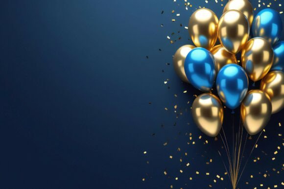 A Group of Balloons on a Blue Background