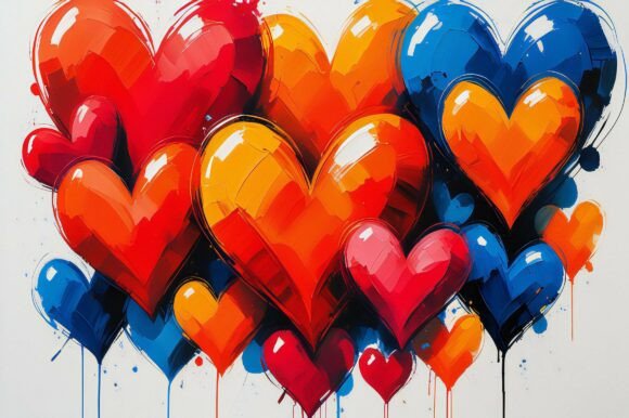 A Group of Colorful Hearts