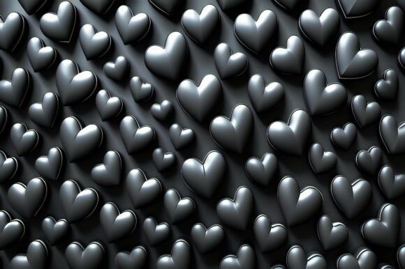 A Group of Hearts on a Grey Surface