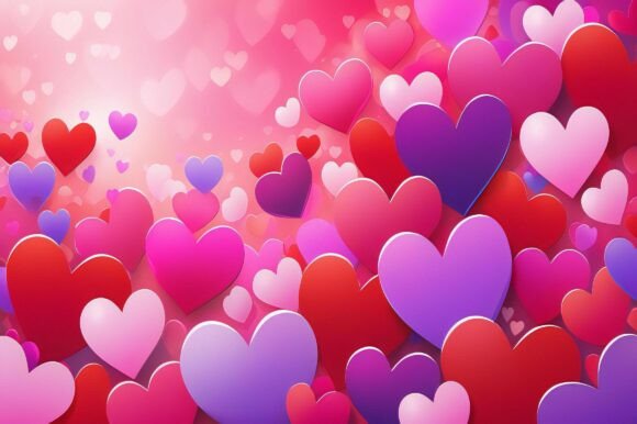 A Group of Hearts on a Pink Background