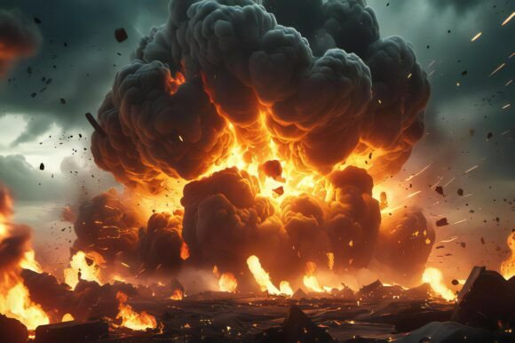 A Large Explosion with Smoke and Fire: A Versatile Background for Creative Projects