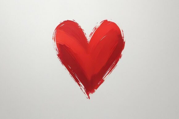 A Red Heart Painted with Paint: A Creative Background for Every Project