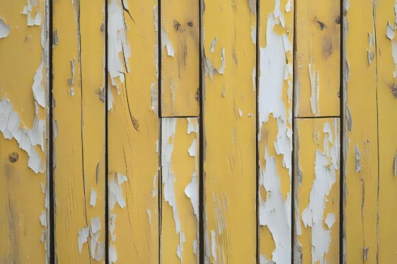 A Yellow Wood with Peeling Paint: A Versatile Background for Creative Projects