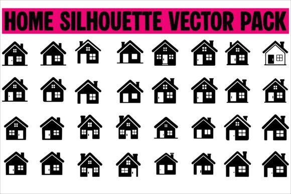 House Icons Black Silhouette Vector Set2: A Versatile Resource for Modern Design
