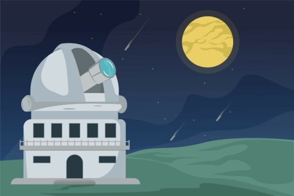 Space Observatory Landscaped Vector